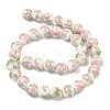 Handmade Flower Printed Porcelain Ceramic Beads Strands PORC-M007-10mm-07-5