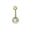 304 Stainless Steel Clear Cubic Zirconia 15 Gauge Round Belly Button Rings WGFD174-02-1