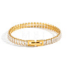 304 Stainless Steel Pave Clear 3A Cubic Zirconia Rectangle Tennis Bracelets for Women MM2615-2-1