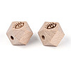 Laser Engraved Beech Wood Faceted Beads WOOD-T033-10A-1