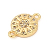 Brass Micro Pave Clear Cubic Zirconia Sun Connector Charms KK-P302-12G-2