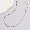 Bohemian 304 Stainless Steel Heart Faceted Colorful Glass Beaded Necklaces for Women JD8300-6