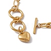 316 Stainless Steel Paperclip Chain Bracelet with Heart Charm for Women BJEW-G655-07G-4