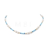 Acrylic Imitation Pearl & Glass Seed Beaded Necklace for Women NJEW-JN04278-6