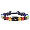 7 Chakra Natural Mixed Gemstone & Lava Rock & Glass Beads Ajustable Bracelets MO5857-23-1