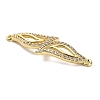 Brass Micro Pave Clear Cubic Zirconia Double Leaves Connector Charms KK-L229-057G-2