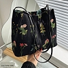 Flower Printed Polyester Women's Tote Bags PW-WG102BE-01-2