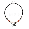 Halloween Alloy Enamel Spider Pendant Necklaces NJEW-TA00278-3