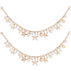 2Pcs Bohemian Starfish Alloy & Natural Shell Tassel Bag Decorative Chains AJEW-BBC0001-13-1