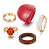 5Pcs Alloy with Resin Finger Rings FS-WGD69ED-01-5