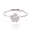 925 Sterling Silver Micro Pave Clear Cubic Zirconia Adjustable Finger Rings for Women STER-N016-142S-2