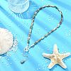 Natural Paua Shell and Brass and 304 Stainless Steel Curb Chains Necklaces NJEW-JN06197-1