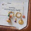 Brass Enamel Bell & Flat Round Hoop Dangle Earrings WG847A7-01-2