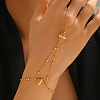 Brass and Imitation Pearl Rhombus Hand Chain Ring Bracelets for Wedding and Formal Occasions PL2023-1-1
