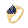 Heart Natural Lapis Lazuli Finger Rings RJEW-D303-01G-03-2