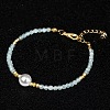 Handmade White Round Shell Pearl and Faceted Round Glass Beaded Bracelets for Women YN0122-7-1