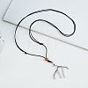 Boho Alloy Pendant Adjustable Cord Necklaces for Women with Porcelain Beads WG6DA09-04-1