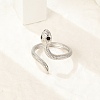 304 Stainless Steel Black Enamel Cuff Rings for Women RJEW-G338-05P-3