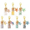 7Pcs 7 Colors Glass Wishing Bottle & Gemstone Chip & Synthetic Turquoise Starfish Pendant Decorations HJEW-FS00112-1