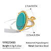 304 Stainless Steel with Synthetic Turquoise Cuff Open Rings ZU0108-6