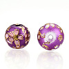 Flower Picture Printed Glass Round Beads GLAA-J089-10mm-B03-2