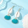 Natural Mixed Cowrie Shell Dangle Earrings EJEW-JE07223-1