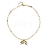 Ocean 304 Stainless Steel Coconut Tree and Brass Enamel Horse Eye Pendant AB Color Natural Freshwater Shell Round Beaded Necklaces NJEW-JN06320-2