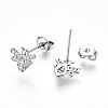 Brass Micro Pave Clear Cubic Zirconia Stud Earrings EJEW-T046-29P-NF-3