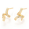 925 Sterling Silver Stud Earring Findings Micro Pave Cubic Zirconia STER-T007-18G-3