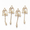 Brass Micro Pave Cubic Zirconia Links Connectors KK-S359-077-RS-1