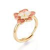 Flower Brass Enamel Adjustable Rings Setting KK-T079-17G-1