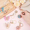 6Pcs 6 Style Butterfly & Flower Pendant Keychain KEYC-CP0001-09-3