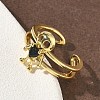 Brass Micro Pave Cubic Zirconia Cuff Rings RJEW-G364-03G-01-3