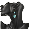 Natural & Synthetic Mixed Stone and Shell Pearl Braided Dangle Earrings EJEW-MZ00789-4
