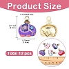 12Pcs 6 Colors Alloy Rhinestone Pendants FIND-YW0011-79-2