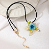 Summer Beach Starfish Transparent Glass Pendant Black Waxed Cord Necklaces for Women FS-WG29C72-01-3