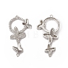 Brass Micro Pave Clear Cubic Zirconia Connector Charms KK-E068-VB072-1