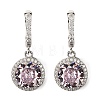 925 Sterling Silver Pave Cubic Zirconia Flat Round Hoop Earrings EJEW-C150-01C-02-4
