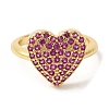 Heart Brass Micro Pave Cubic Zirconia Open Cuff Rings RJEW-U008-46G-2