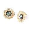 Paua Shell & Brass Stud Earrings for Women EJEW-JE07473-5