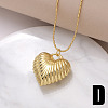 Valentine's Day Brass Ribbed Heart Pendant Necklaces for Women FS-WG7F68C-04-1