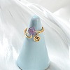 Natural Gemstone Cuff Open Rings RJEW-JR01071-7