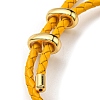 Brass Column Bar Link Bracelet with Leather Cords BJEW-G675-05G-10-3
