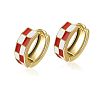 Tartan Design Alloy Enamel Hoop Earrings FS-WG3E240-05-1