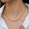 Ocean 304 Stainless Steel Cowrie Shell Shape Link Chain Necklaces for Women NJEW-K310-01G-1