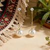 Iron with Imitation Pearl Round Dangle Stud Earrings and Cuff Rings Set YS4776-1-7