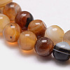 Natural Striped Agate/Banded Agate Bead Strands G-K166-13-6mm-02-5