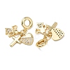Ocean Brass Micro Pave Clear Cubic Zirconia European Dangle Charms KK-H278-03G-03-2