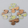 Transparent Resin & Walnut Wood Pendants RESI-S389-052B-D01-1