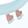 Heart Brass Micro Pave Cubic Zirconia Stud Earrings EJEW-H178-01G-3